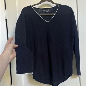 Vince Black V-Neck Sweater with Long Sleeves and Relaxed Fit